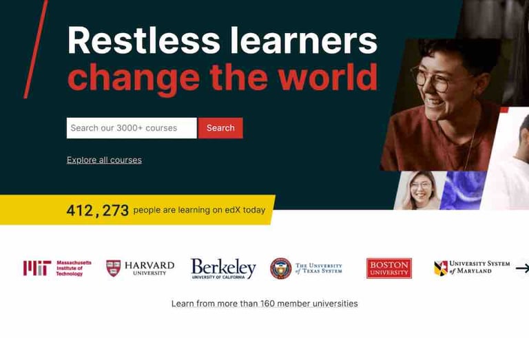 Online continuing education resources - edX homepage